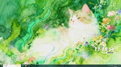 护眼油画猫咪桌面主题