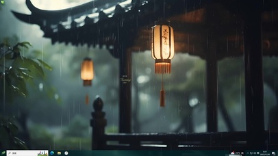 4K古亭观雨主题