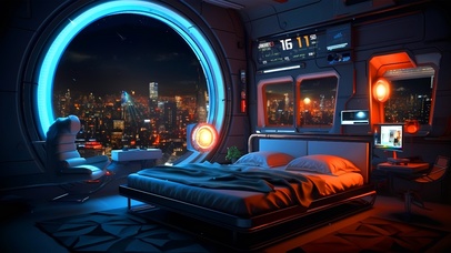 科幻赛博朋克房间	