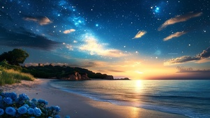 唯美海边星空