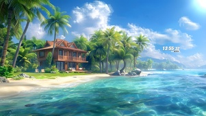 椰林海景小屋