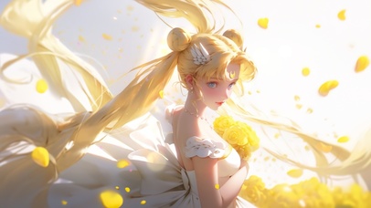 月野兔的简洁婚纱