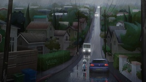 下雨的街头【4K插画】