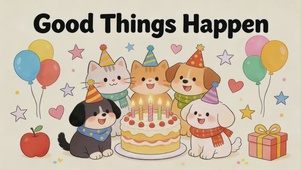 可爱的卡通猫狗生日派对