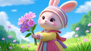 送你花花粉红小兔