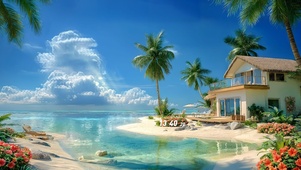 护眼清新海边度假屋