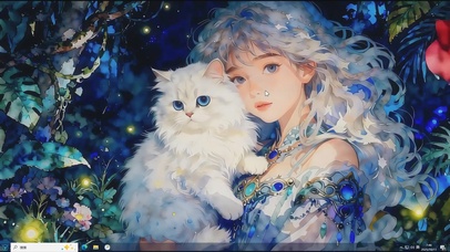 幽蓝秘境的白绒守护-桌面主题
