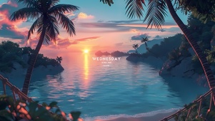 晚霞海湾
