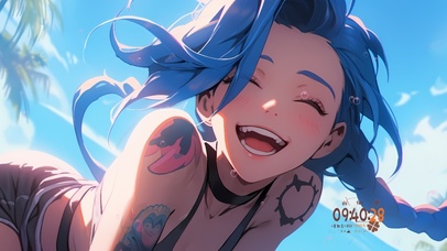 海边开心的金克斯