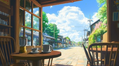 咖啡店门外的风景