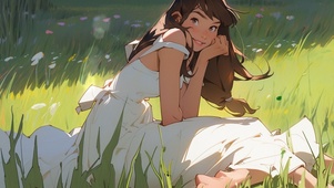 草地上的女孩