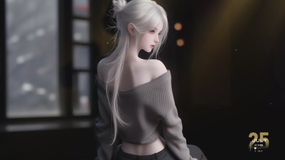 可爱治愈白发女孩