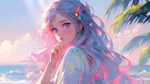 海边的长发美女