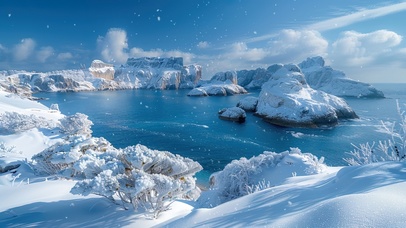 冬季积雪半岛海岸