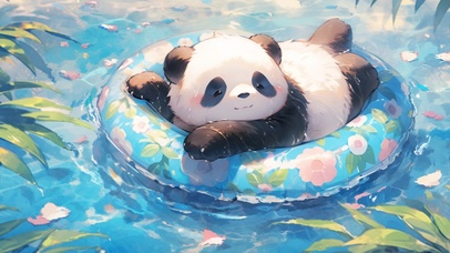 小熊猫花花可爱慵懒游泳动态4K