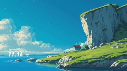 护眼蓝天白云树木