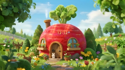 清新草地萝卜小屋