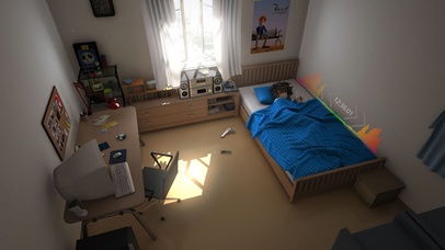 房间男孩可视化音频