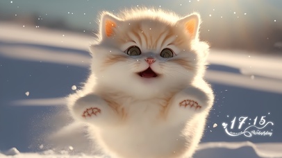 可爱雪中猫咪