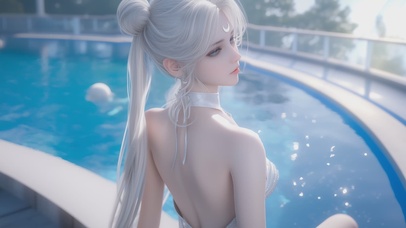 【原创】可爱泳池边性感甜美少女