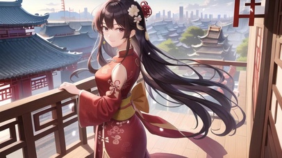 阳台上的古风美女