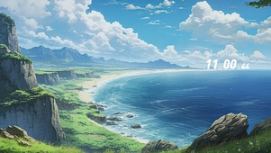 宫崎骏风格海边AI
