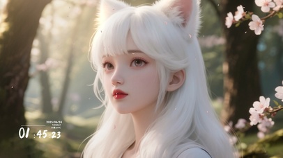 桃林白发小狐妖