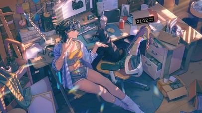 4K电脑房间少女