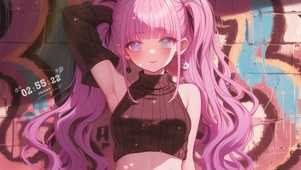 粉发双马尾女孩