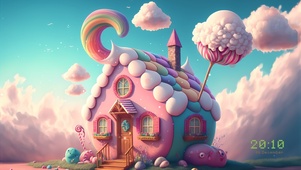 唯美粉色彩云小屋