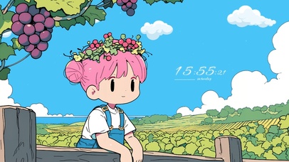 葡萄架下的小女孩