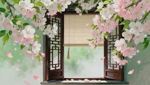 春日里繁花簇拥的窗景