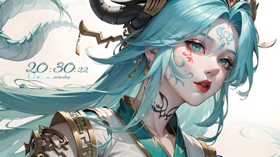 4k蓝发古风女生