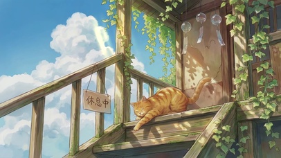 台阶上的慵懒小猫