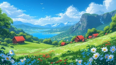 4K唯美山上乡村