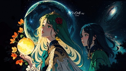 星空下的小女孩