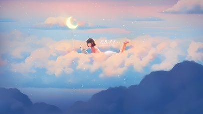 唯美治愈月亮云上女孩