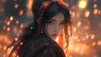 4K~唯美古风汉服清纯美女插画