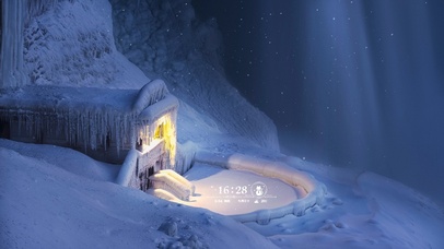 唯美温馨的下雪天（带真实时间）