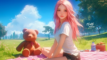 春游野餐甜美女孩