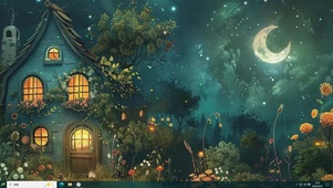 夜景星空树木桌面主题