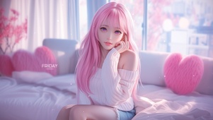 清纯可爱粉系少女
