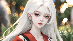 唯美光斑白发少女