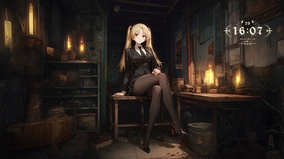 唯美房间金发黑丝少女