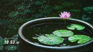 雨中摇曳的荷花