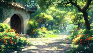 寺庙绿色森林
