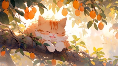 柿子树下的猫咪