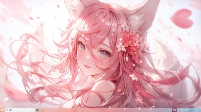 粉发虎牙狐耳二次元少女