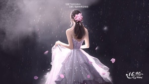 雨天唯美女孩背影