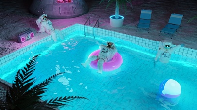 宇宙宇航员泳池party壁纸